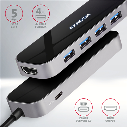 AXAGON SuperSpeed USB-C Combo 6in1 Hub | HMC-6H4A - Image 3