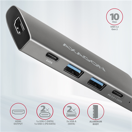 AXAGON Multi-port USB-C 10Gbps hub, 13cm | HMC-5G21 - Image 4