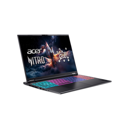 Acer | Nitro V 16S AI AN16S-61-R6Q1 | Obsidian Black | 16 " | IPS | WUXGA | AMD Ryzen AI 7 | 350 | 16 GB | DDR5 | Solid-state drive capacity 1000 GB | NVIDIA GeForce RTX 5060 | Windows 11 Home | 802.11ax | Bluetooth version 5.3 | Keyboard language US international | Keyboard backlit | Warranty 24 month(s) - Image 4
