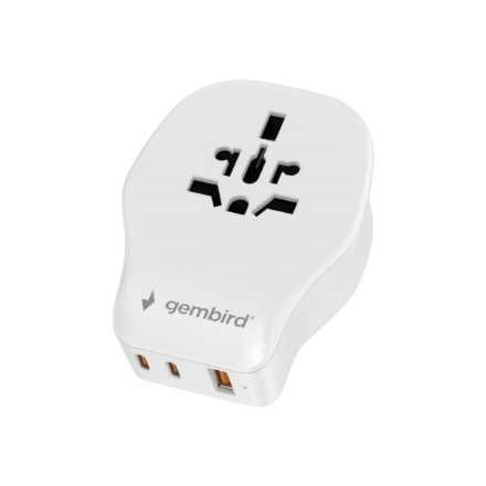 Gembird Universal travel power adapter, 20 W | TPA-1A2C20-02-W - Image 3