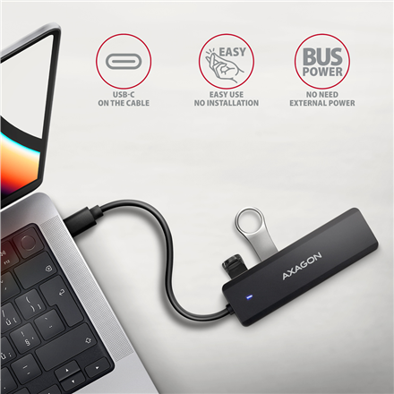 AXAGON Travel four-port USB-C 5Gbps hub | HUE-C1C - Image 4
