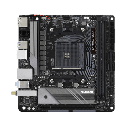 ASRock A520M-ITX/AC | Processor family AMD | Processor socket AM4 | DDR4 | Supported hard disk drive interfaces SATA, M.2 | Number of SATA connectors 4 - Image 2