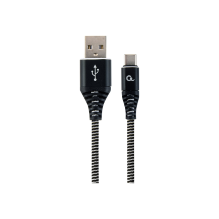 Cablexpert | Premium cotton braided Type-C USB charging and data cable, 1 m | CC-USB2B-AMCM-1M-BW - Image 3