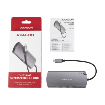 AXAGON SuperSpeed USB-C Combo 6in1 Hub | HMC-6M2 - Image 7