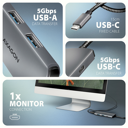 AXAGON USB-C 5Gbps 5in1 8K Hub | HMC-5H8K - Image 4