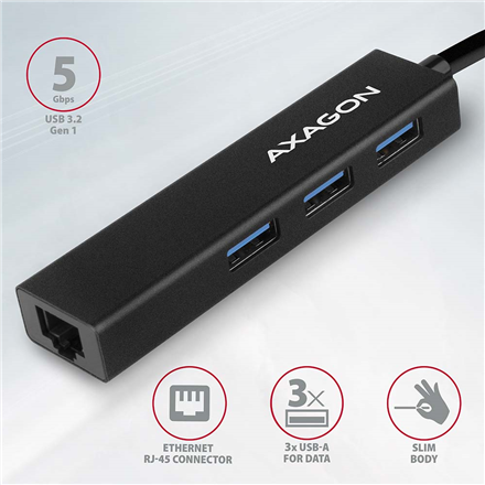 AXAGON SuperSpeed USB-A Hub and Gigabit LAN | HMA-GL3A - Image 3