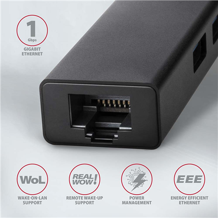 AXAGON SuperSpeed USB-A Hub and Gigabit LAN | HMA-GL3A - Image 4
