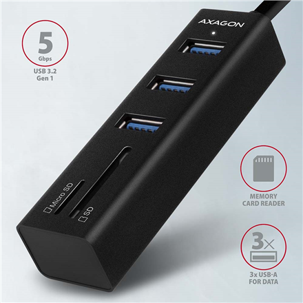 AXAGON SuperSpeed USB-A Hub and Card Reader | HMA-CR3A - Image 3
