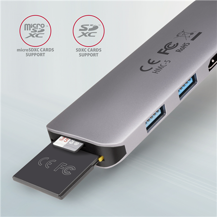 AXAGON SuperSpeed USB-C COMBO 5in1 Hub | HMC-5 - Image 4
