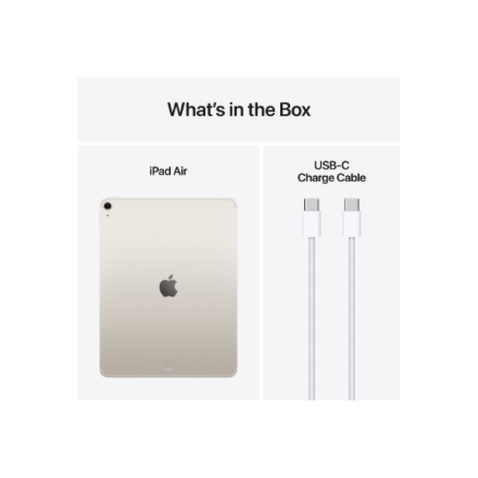 Apple | iPad Air Wi-Fi + Cellular | 13 " | Starlight | IPS | 2732 x 2048 pixels | Apple M3 | 8 GB | 512 GB | 3G | 4G | 5G | Wi-Fi | Front camera | 12 MP | Rear camera | 12 MP | Bluetooth | 5.3 | iPadOS | USB-C charging cable - Image 4