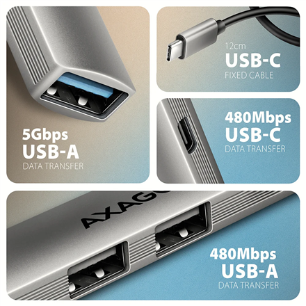AXAGON ALU STRIP USB-C 4 port hub | HUE-STC - Image 4