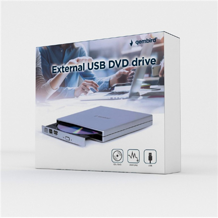 Gembird External USB DVD drive | DVD-USB-021-SV | Interface USB 2.0 | CD/DVD | CD read speed 24 x | CD write speed 24 x | Silver - Image 6